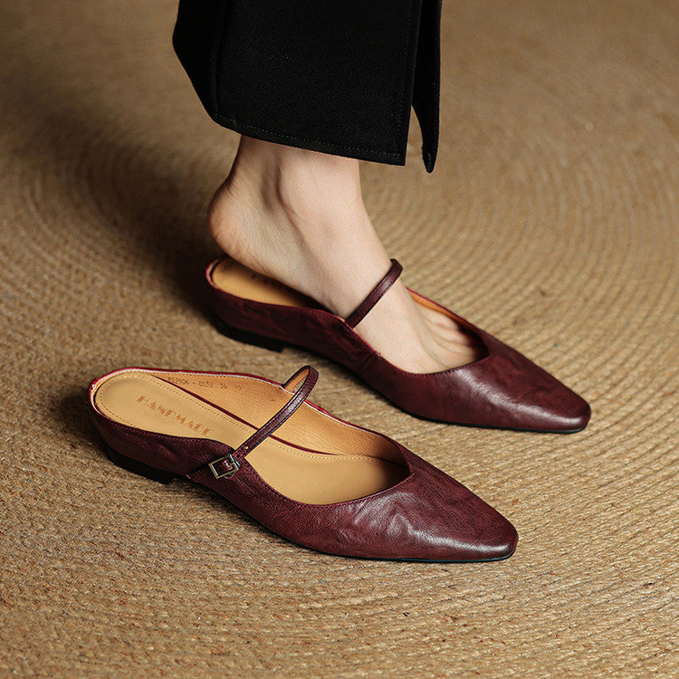Slip-on-Mules Kastanienbraun aus Leder