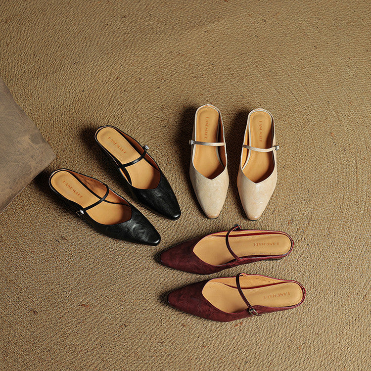 Slip-on-Mules aus Leder Kombination