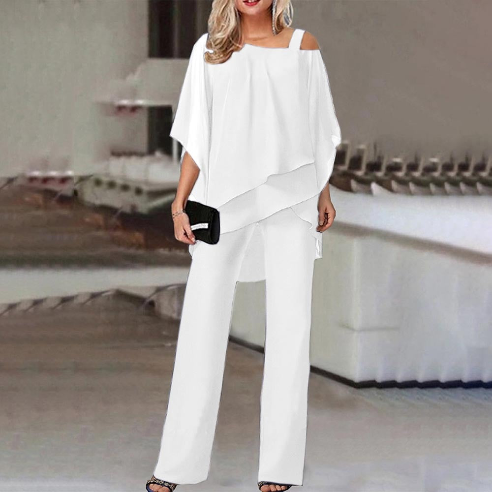 Eleganter Cold-Shoulder Jumpsuit als Overall mit weitem Bein
