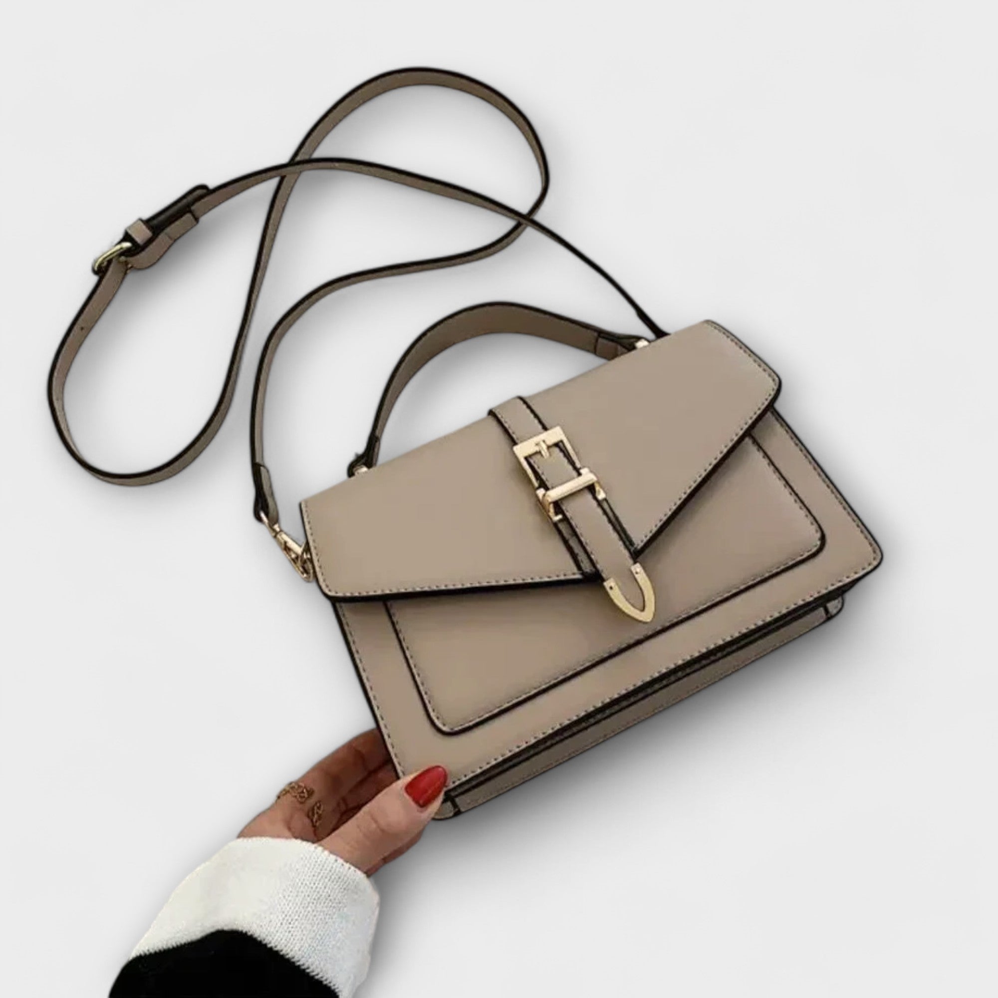 Schultertasche Strukturiert Khaki elegant