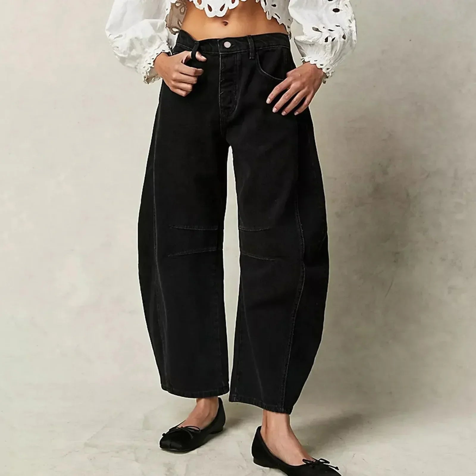 Jeans Komfort weites Bein Schwarz