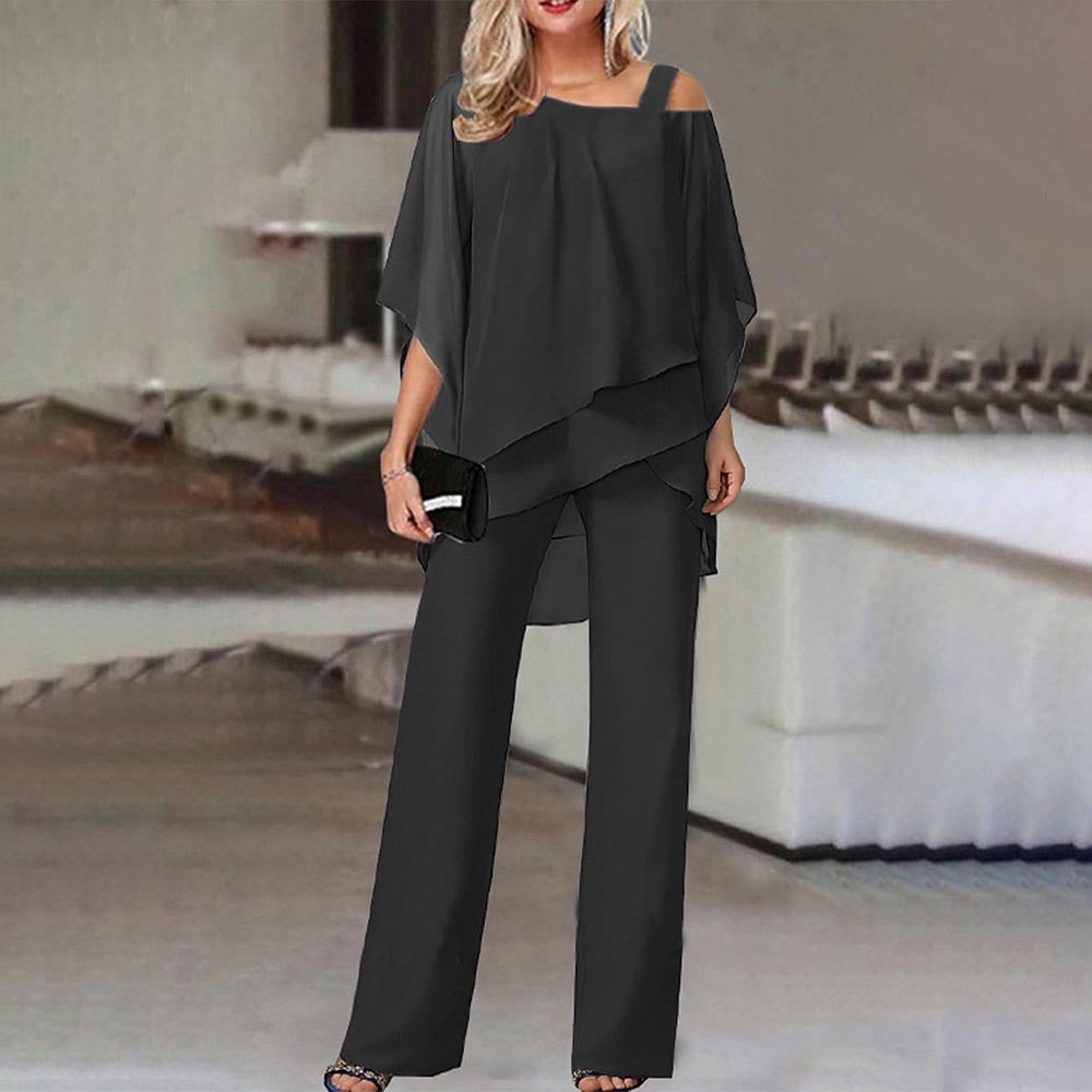 Eleganter Cold-Shoulder Jumpsuit als Overall mit weitem Bein
