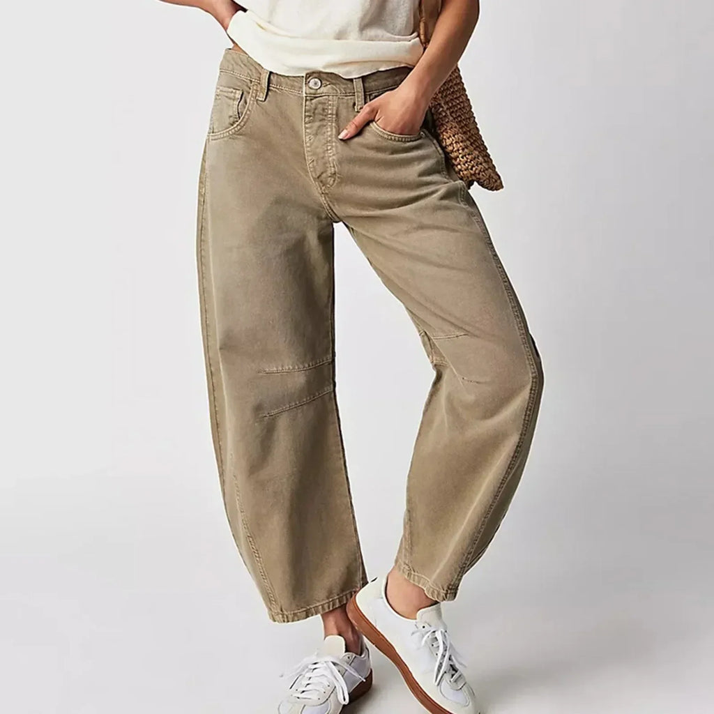 Jeans Komfort weites Bein Beige
