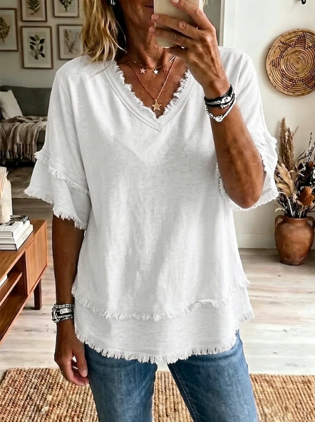 Women's Blouse Ruffle Solid Color