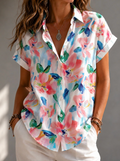 Women's Shirt Buttons Print Floral
