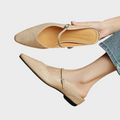 Slip-on-Mules Beige aus Leder