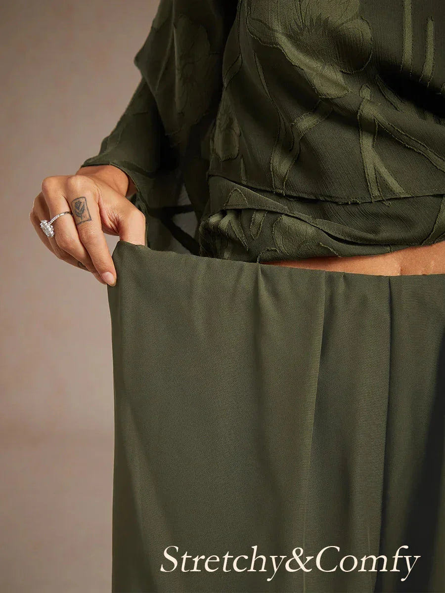 Wide Leg Chiffon Overlay Trousers