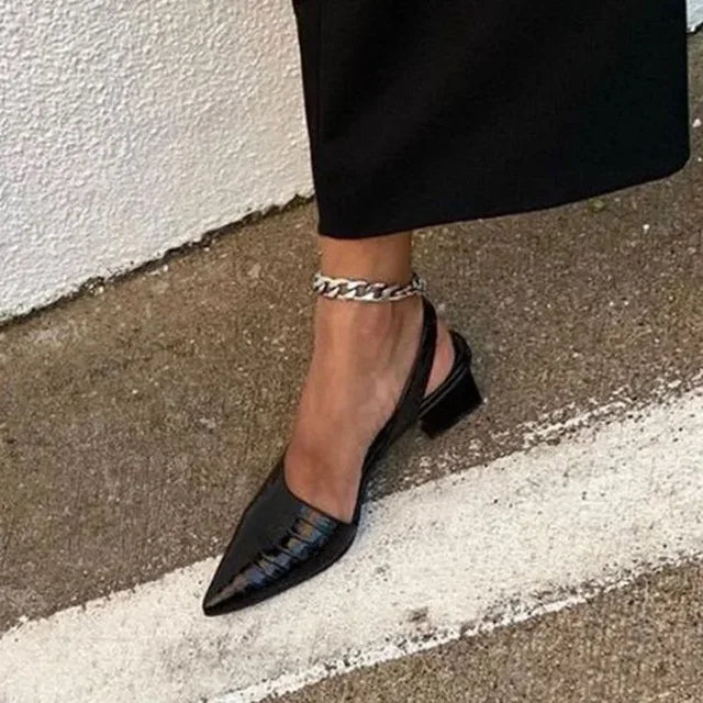 Pumps Spitze Blockabsatz Schwarz