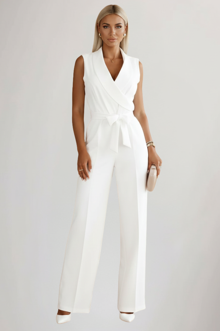 Jumpsuit V Ausschnitt Weiß