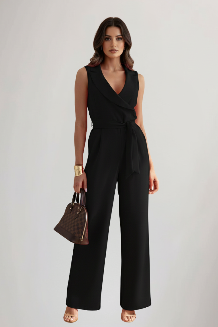 Jumpsuit V Ausschnitt Schwarz