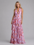 Floral Halter Wedding Guest Maxi Dress
