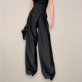 High-Waist-Hose Schwarz weites Bein tailliert