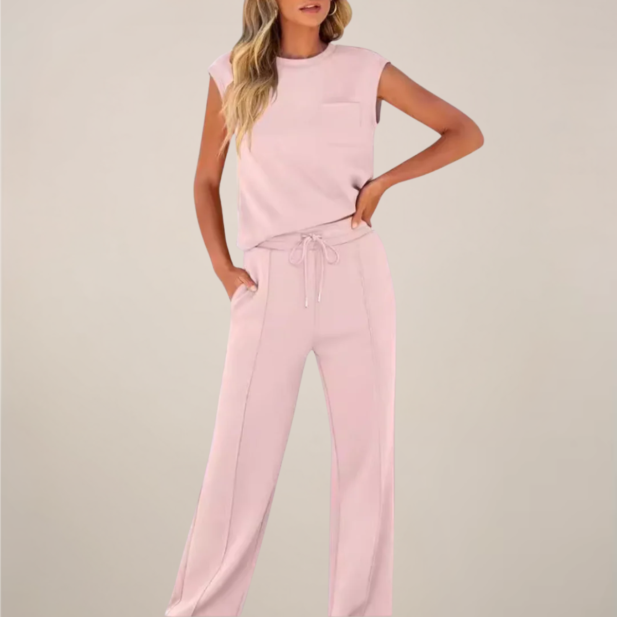 Zweiteiler Set Top und Hose mit Kordelzug Ansicht