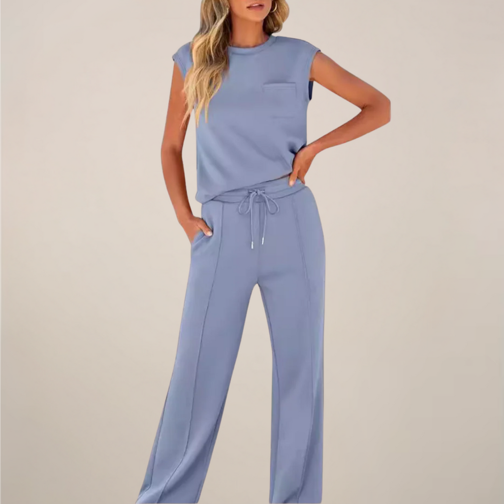 Zweiteiler Set Pink Top und Hose mit Kordelzug
