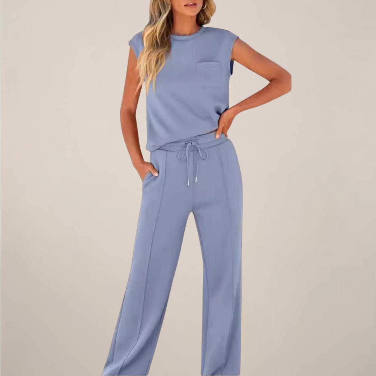 Zweiteiler Set Pink Top und Hose mit Kordelzug