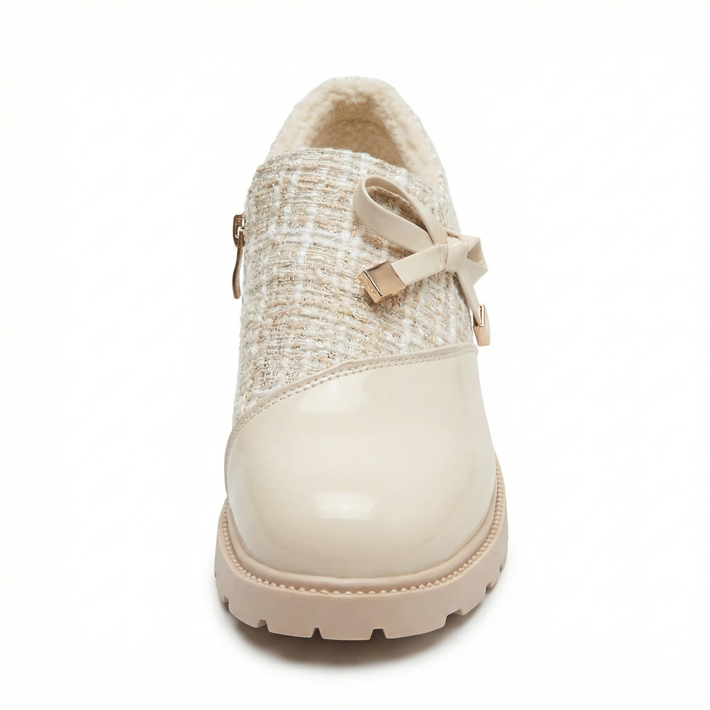 Schuhe Spitze niedriger Absatz Beige