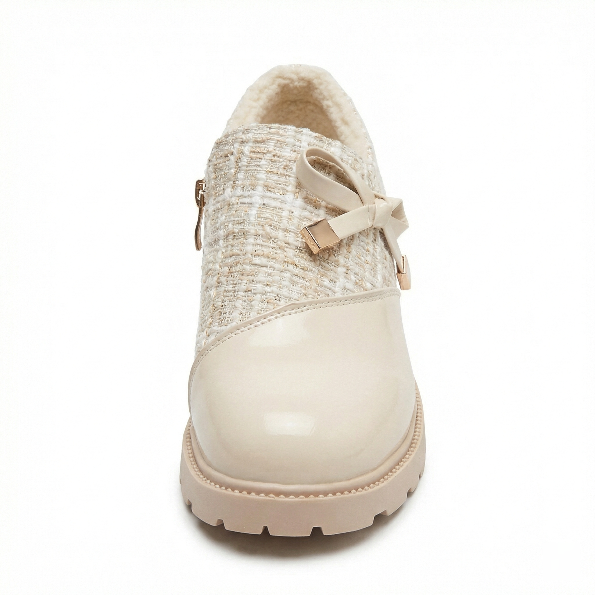 Schuhe Spitze niedriger Absatz Beige