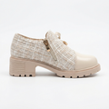 Schuhe Spitze niedriger Absatz Beige