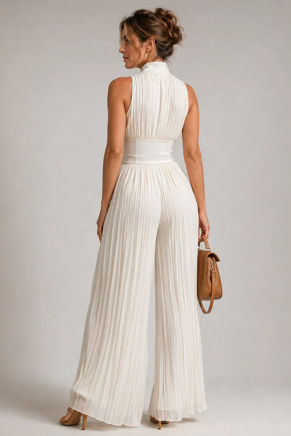 Floral Chiffon Wide-Leg V-Neck Jumpsuit