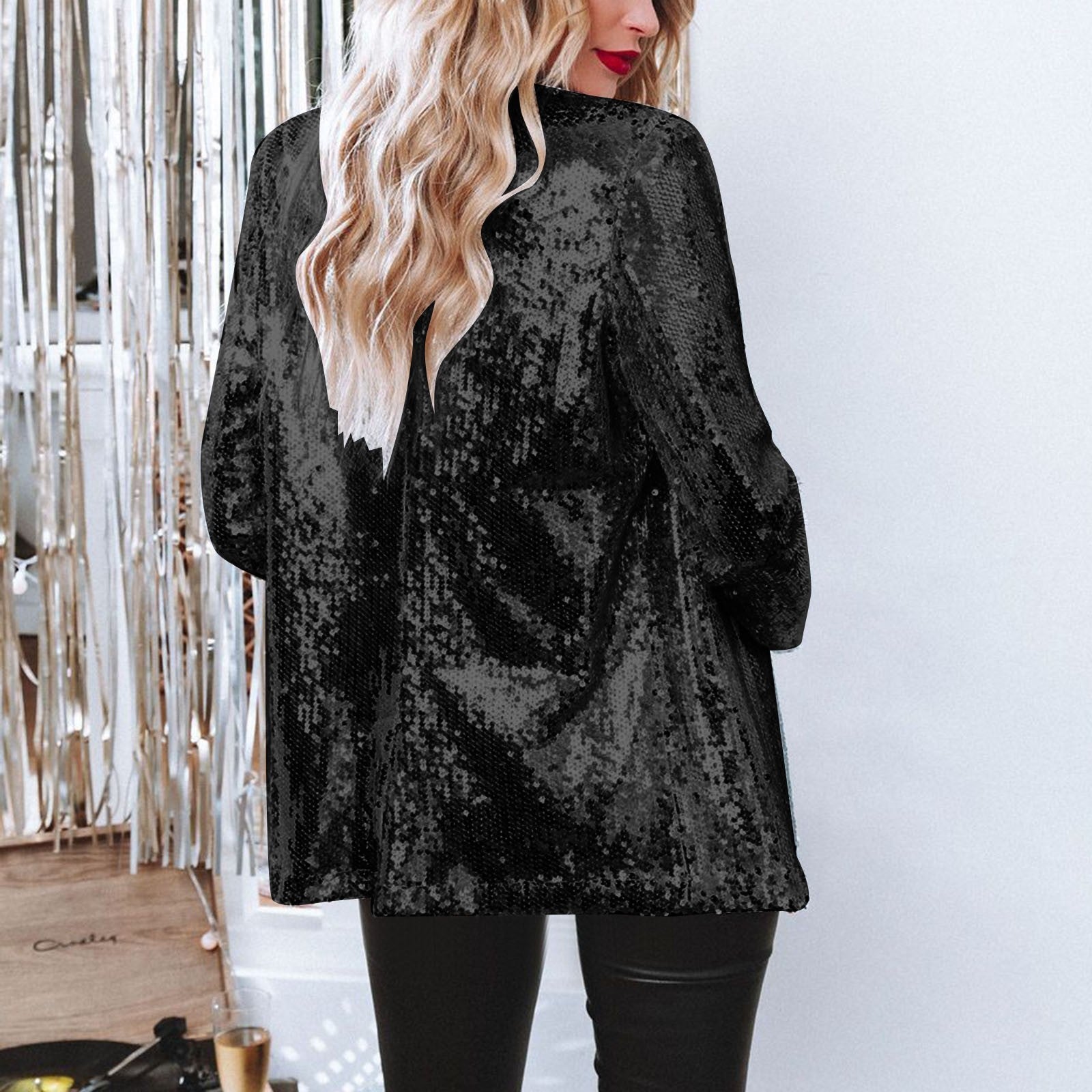 Funkelnder Pailletten Blazer in Silber