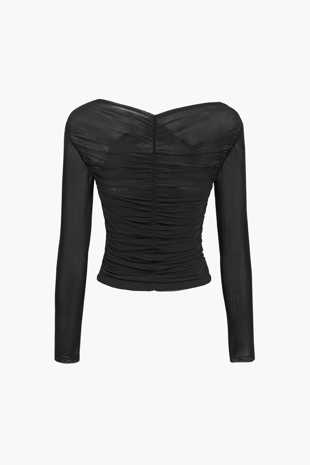 Mesh Top Langarm gerafft Rückansicht