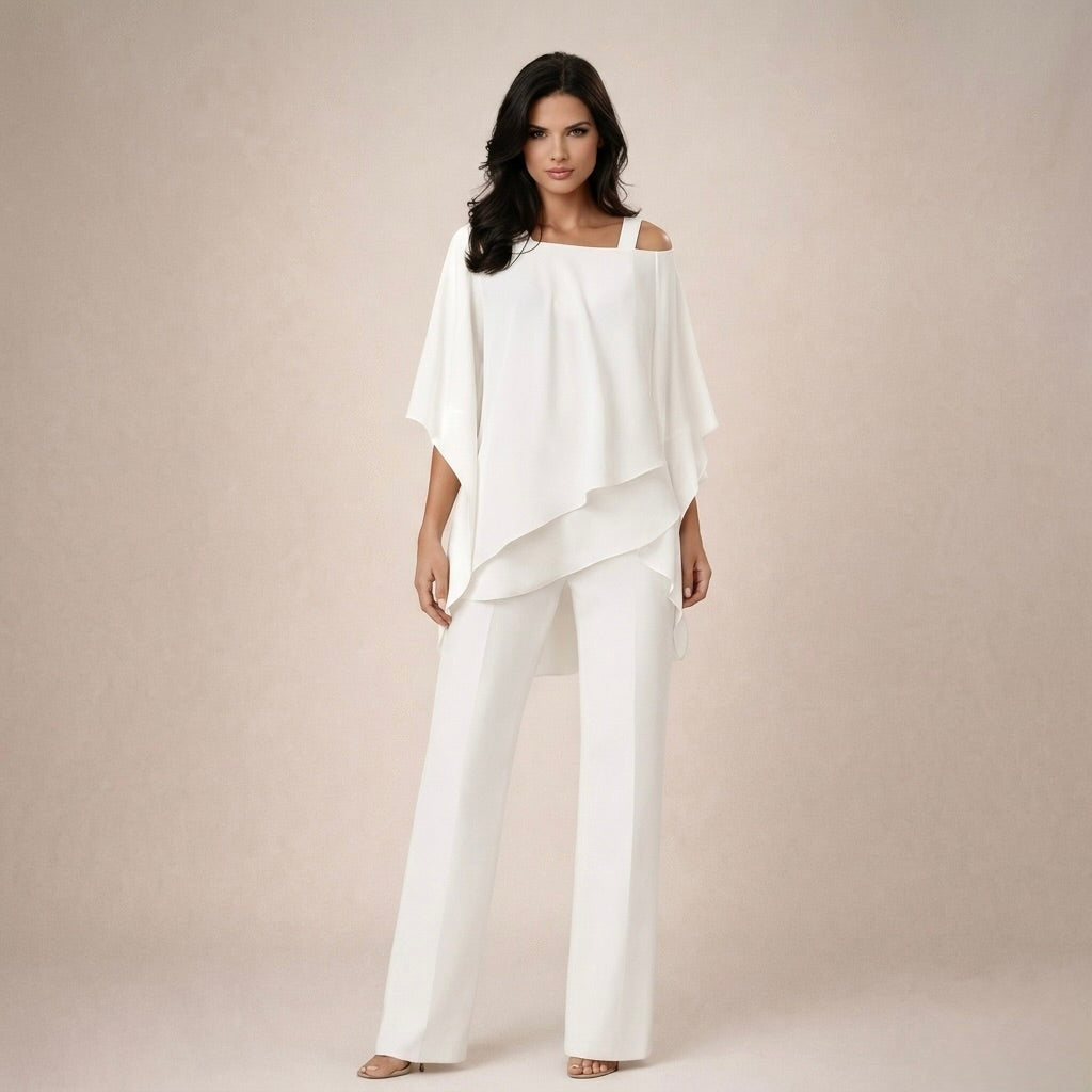 Off-Shoulder Top and Wide-Leg Trousers Set