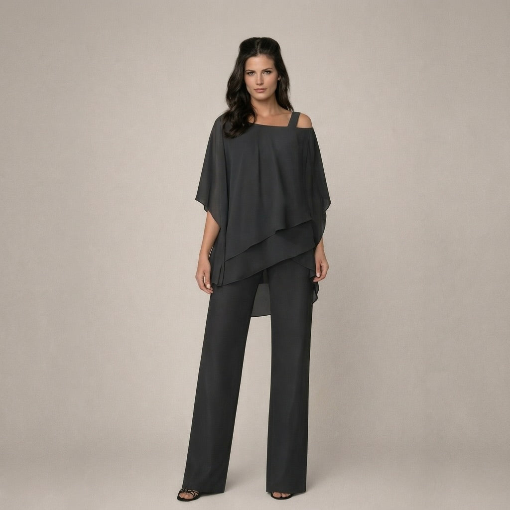 Off-Shoulder Top and Wide-Leg Trousers Set