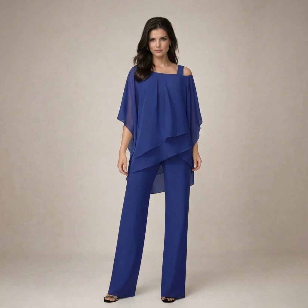 Off-Shoulder Top and Wide-Leg Trousers Set