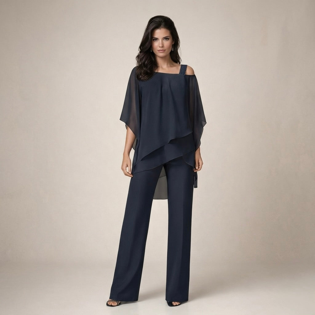 Off-Shoulder Top and Wide-Leg Trousers Set