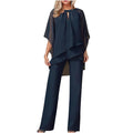 Chiffon Batwing Wide-Leg Trouser Suit