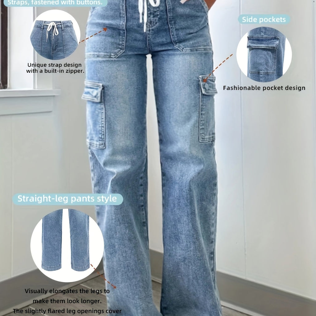 Lässige Cargo Jeans mit Kordelzug und vielen Taschen