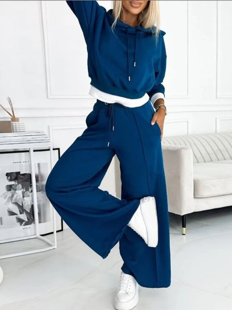 Zweiteiler Set Blau Oberteil und Hose