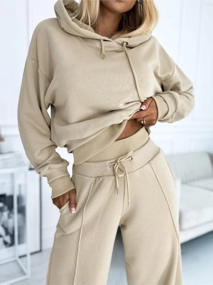 Zweiteiler Set Beige Oberteil und Hose