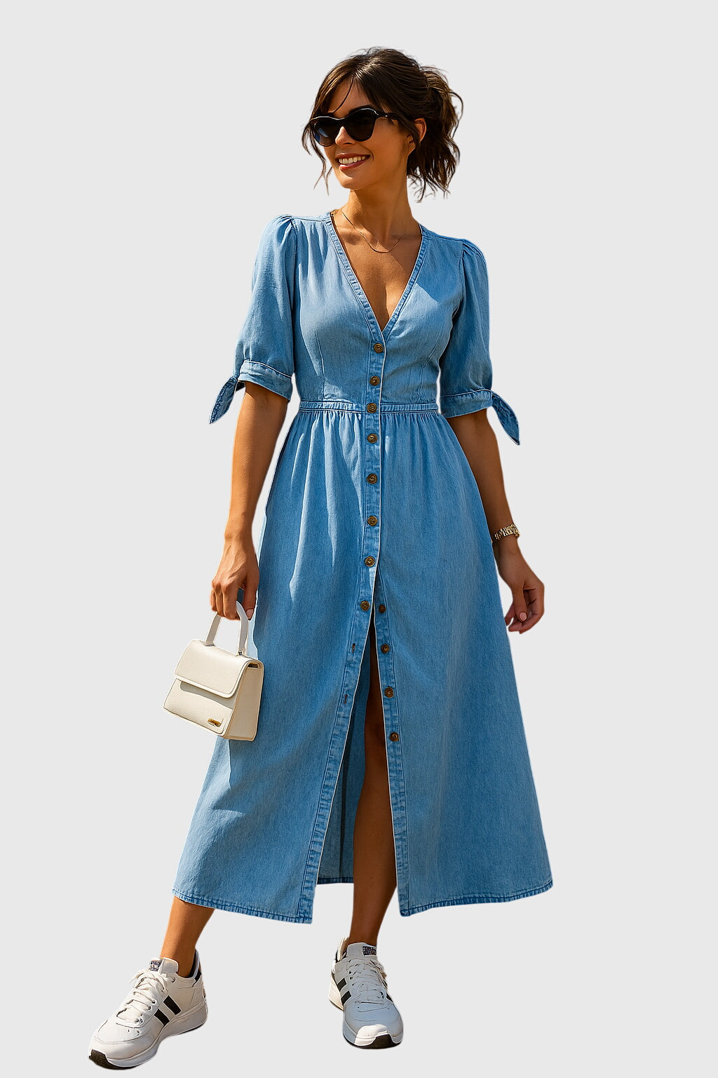Tailored Waist Casual Denim Dress