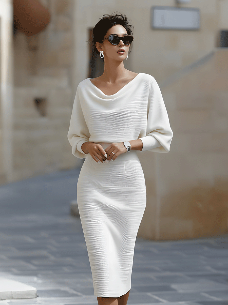 Kleid Bodycon Midi Weiß