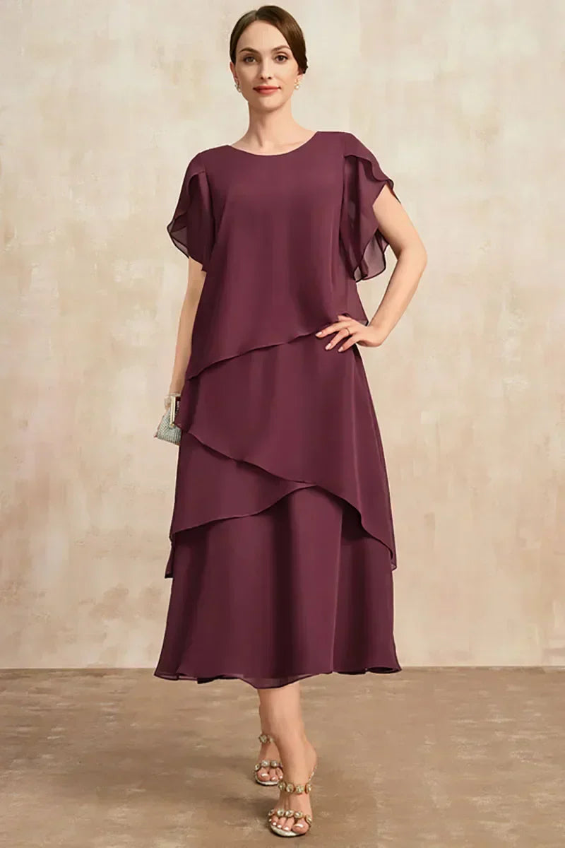 Kleid Chiffon Midi Lagen elegant