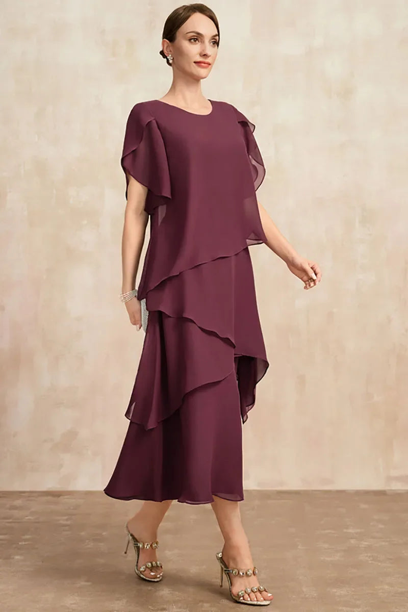 Kleid Chiffon Midi Lagen elegant