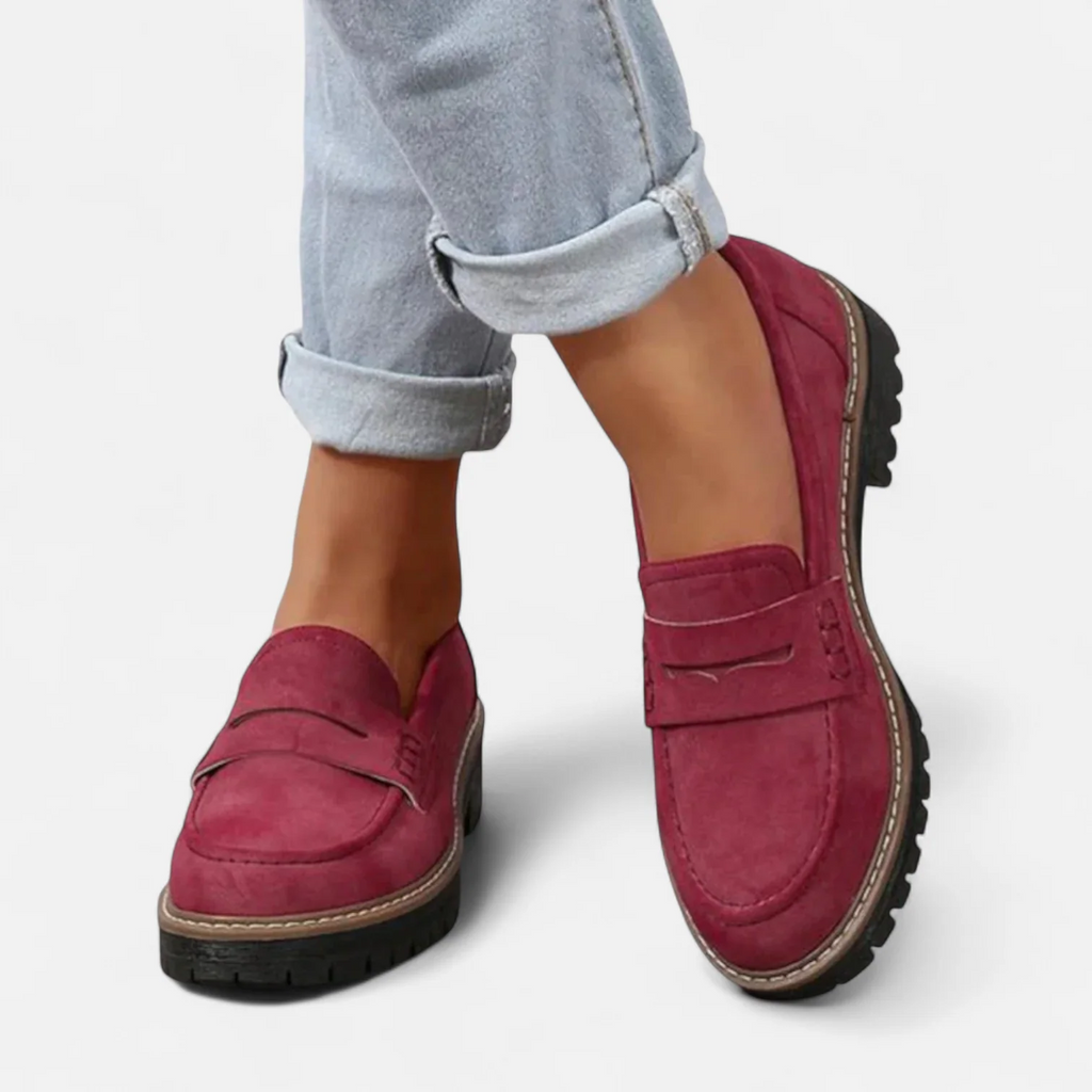Loafer Slipper Rot mit Chunky-Sohle