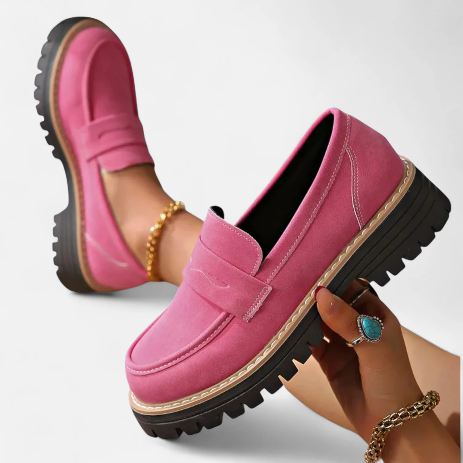 Loafer Slipper Rosa mit Chunky-Sohle