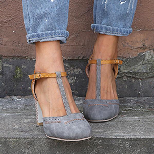 Pumps T Steg Blockabsatz Vintage