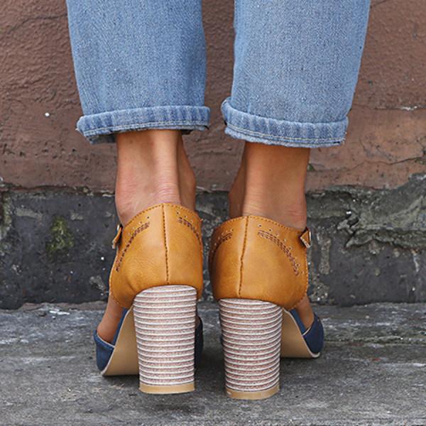 Pumps T Steg Blockabsatz Vintage