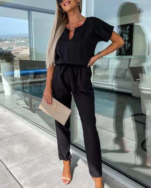 Jumpsuit elegant Gürtel Schwarz