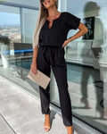 Jumpsuit elegant Gürtel Schwarz