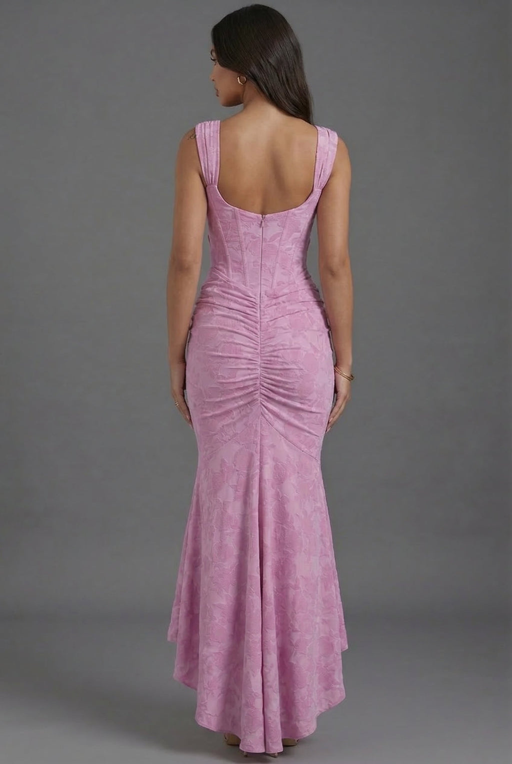 Corset Ruched Wedding Guest Maxi Dress