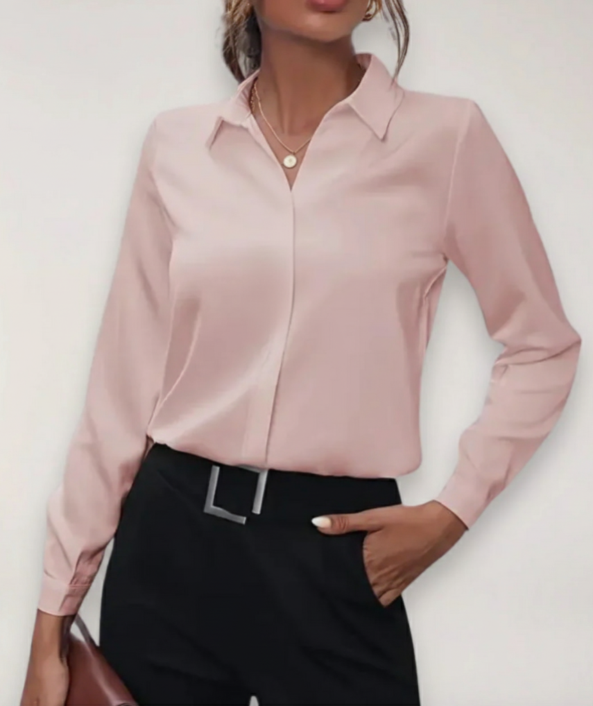 Bluse Rosa Knopfleiste tailliert