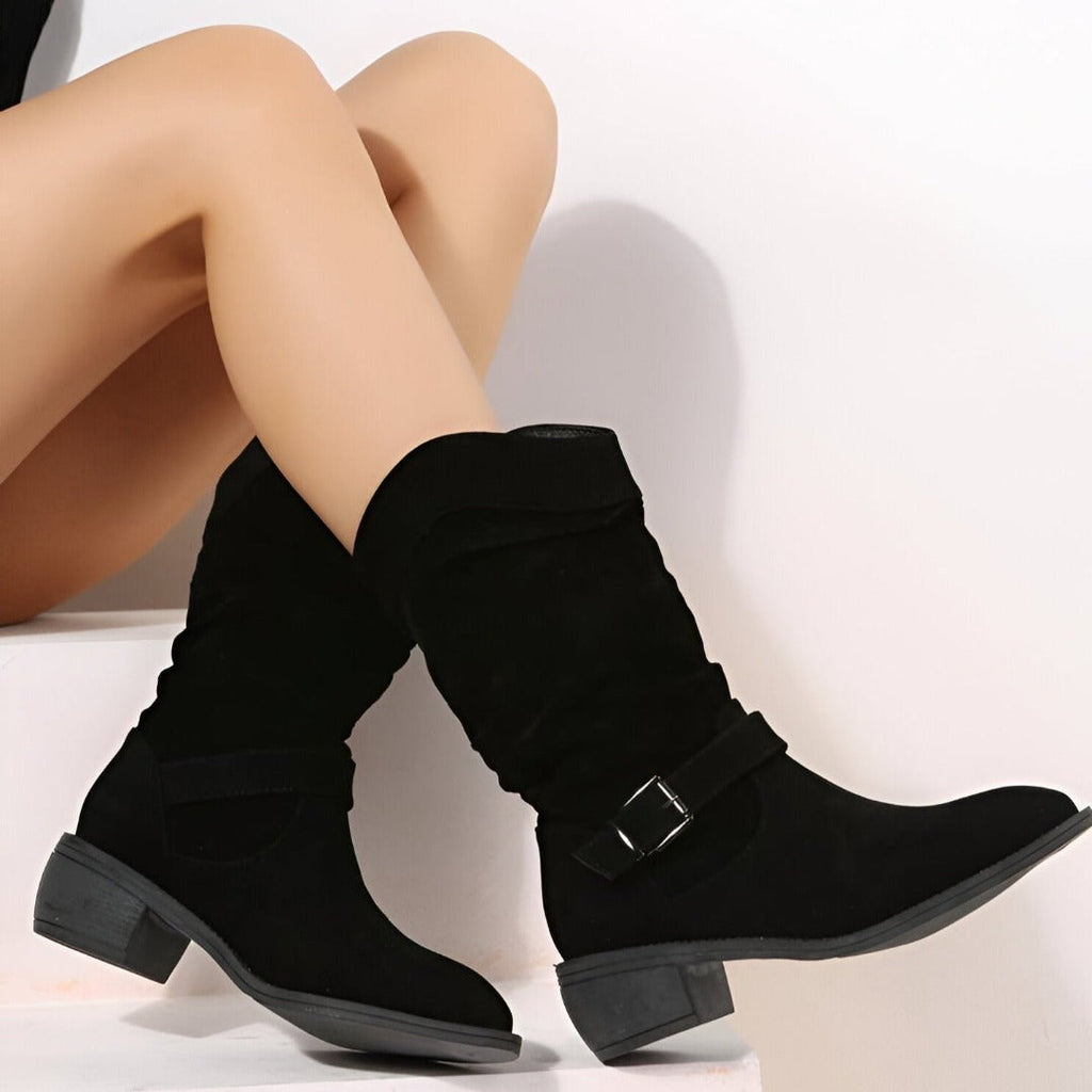 Kunst-Wildleder Winterstiefel mit warmem Plüschfutter
