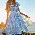 Traditionelles Dirndl Damen in Himmelblau mit Schnürmieder