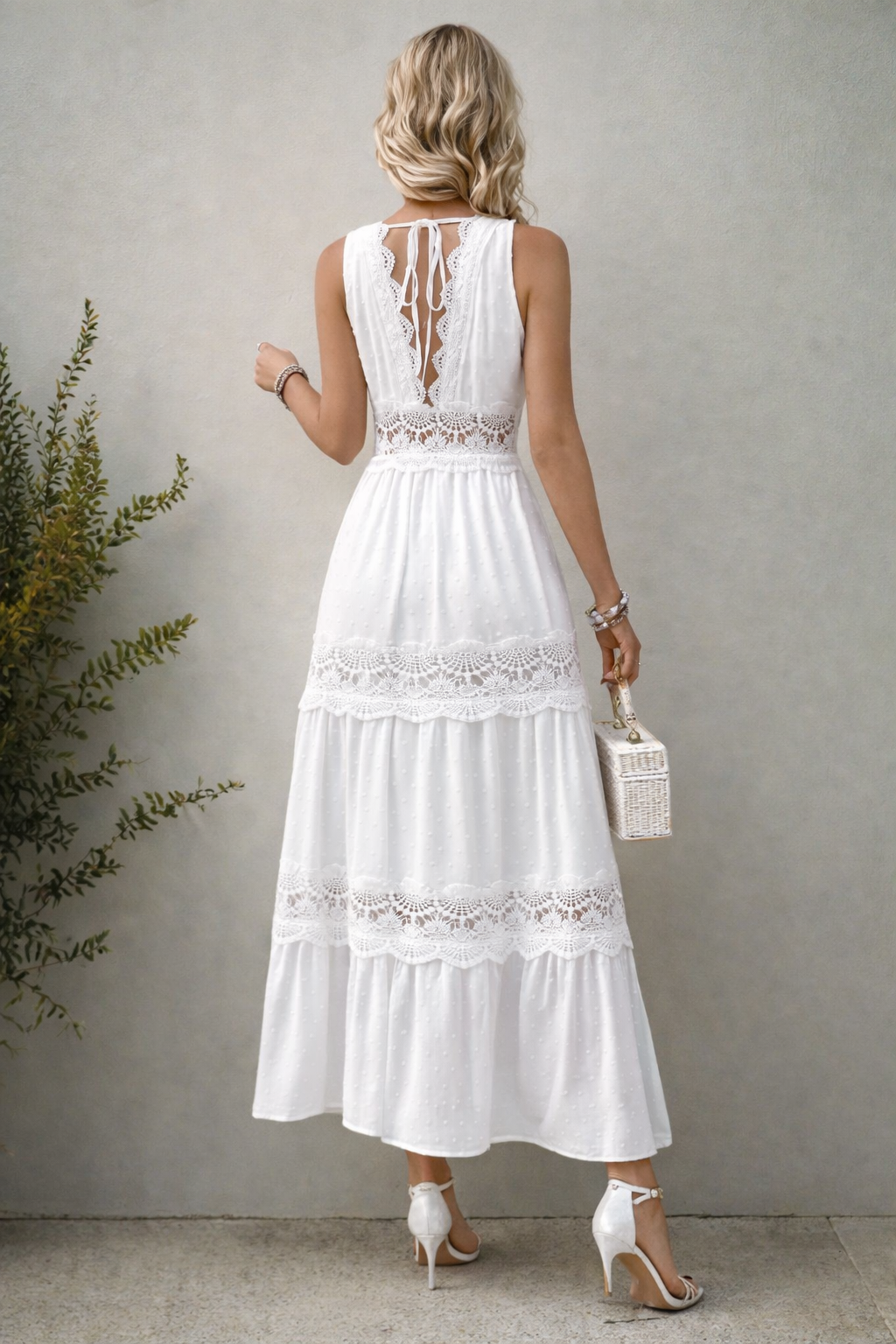 Lace Boho V-Neck Maxi Dress